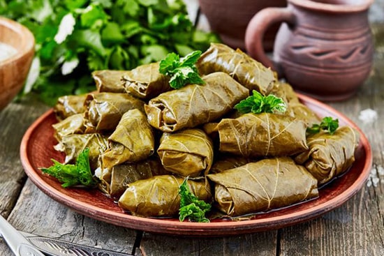 Master class of cooking dolma in grape leaves